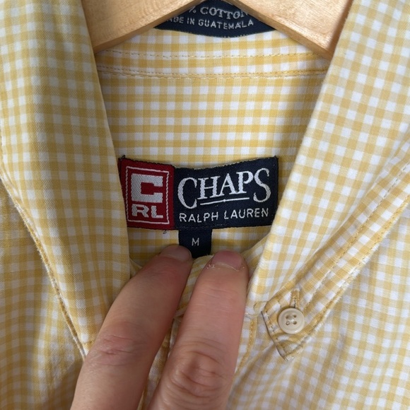 Vintage Chaps Ralph Lauren Yellow Casual Button Down Shirt Medium - Picture 2 of 6